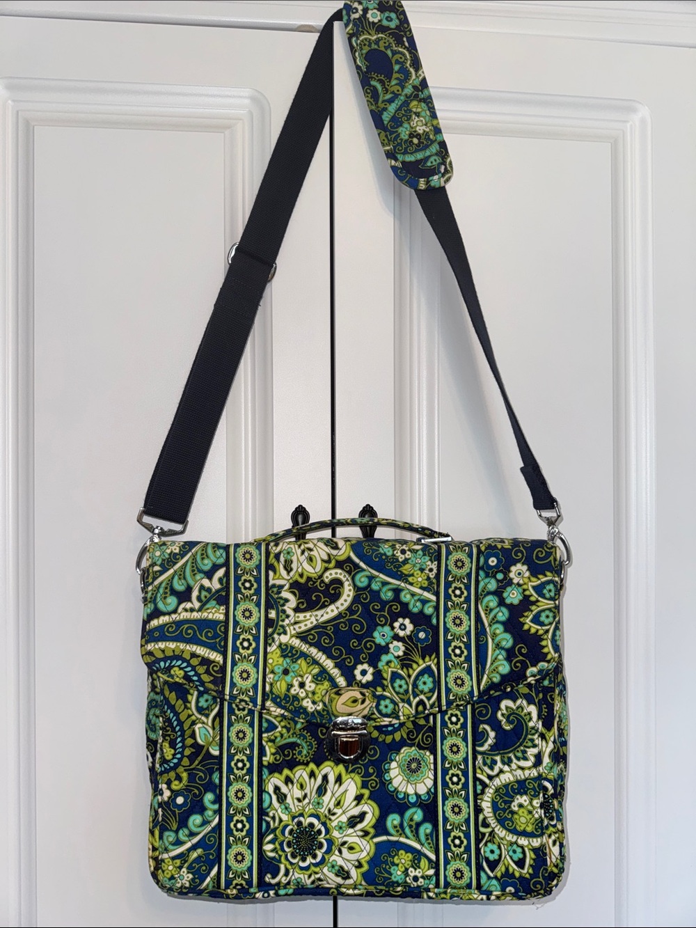 Vera Bradley Laptop Messenger Bag Crossbody Rhythm & Blues Vintage - Picture 11 of 12